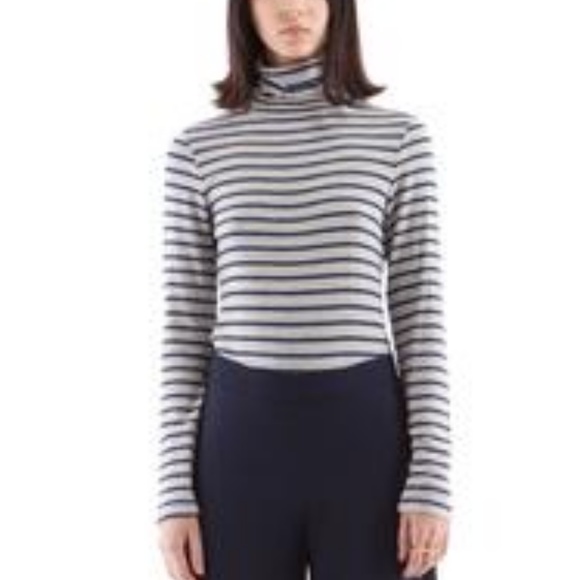 Brooklyn Stripe Turtle Neck Heather Grey/Navy - Picture 3 of 4